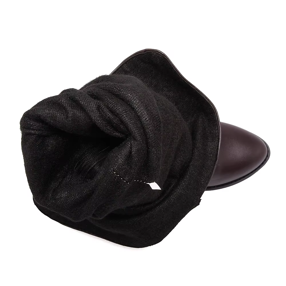 Bottes longues à bout rond pour femmes, bottes au-dessus du genou, ceinture en cuir, chaussures sexy