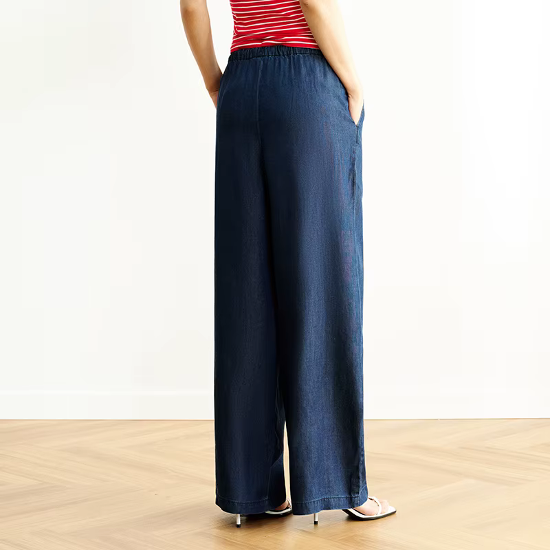 Semir taille élastique Denim pantalon femmes drapé ajustement 2025 été nouveau refroidissement jambe