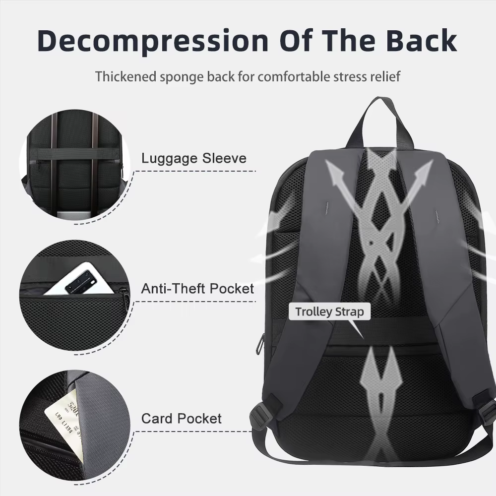HK Business sac à dos pour hommes 17 pouces sac à dos pour ordinateur portable avec Port USB mince e