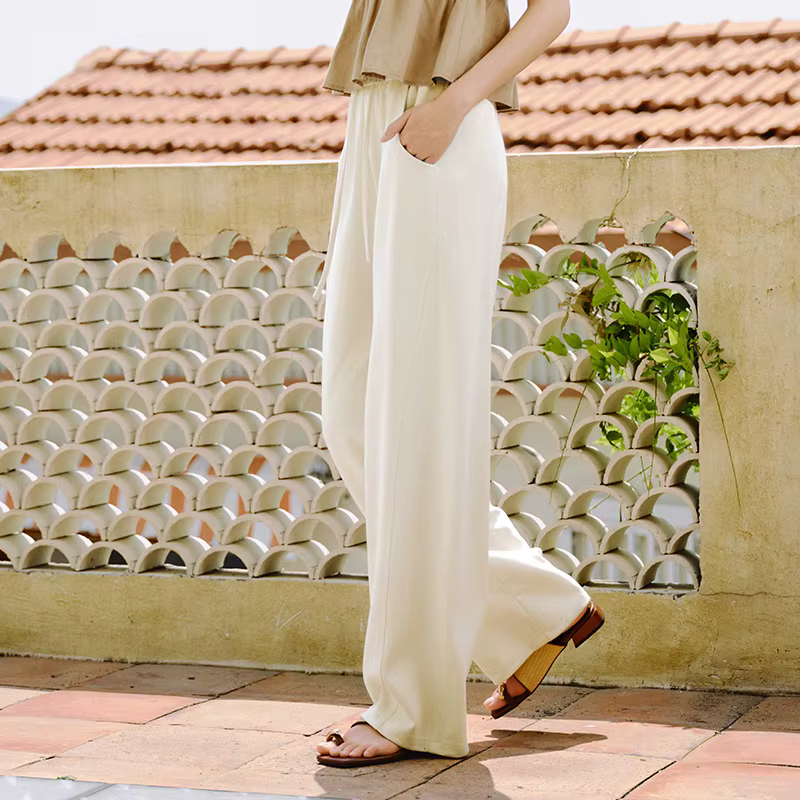 Pantalon décontracté femme Semir à texture à carreaux, coupe ample, style sabre, nouvelle collection