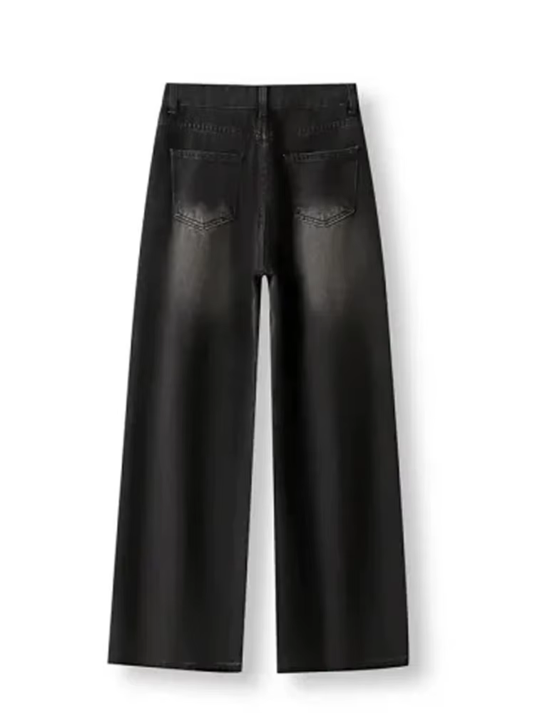 Lady RetroY2K Style taille haute jean pantalon femmes mode jambe droite Denim pantalon filles chaude