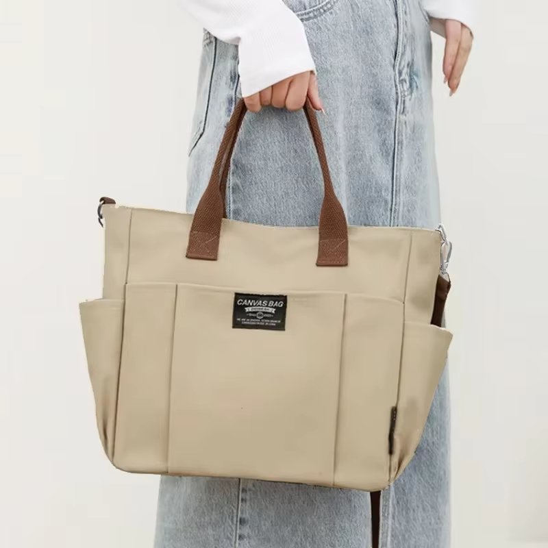 Sac à main en toile pour femmes, sac Simple pour étudiant, grande capacité, épaule horizontale incli