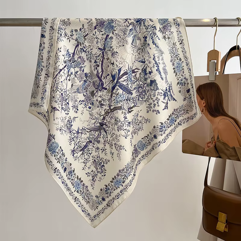 Foulard carré en pur coton pour femmes, Foulard pour cheveux, Design imprimé, Foulard de tête, à la 
