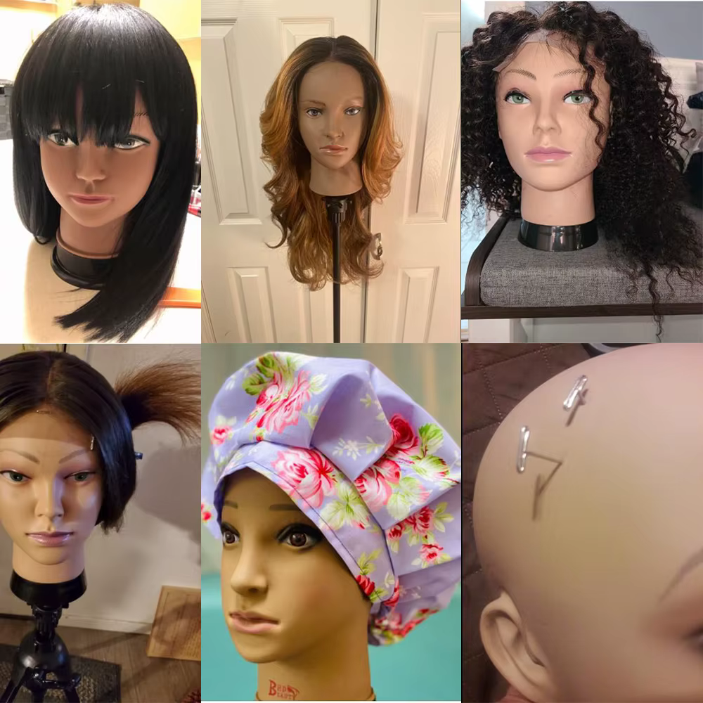 Tête de Mannequin avec trépied pour la fabrication de perruque, chapeau, lunettes, affichage de masq