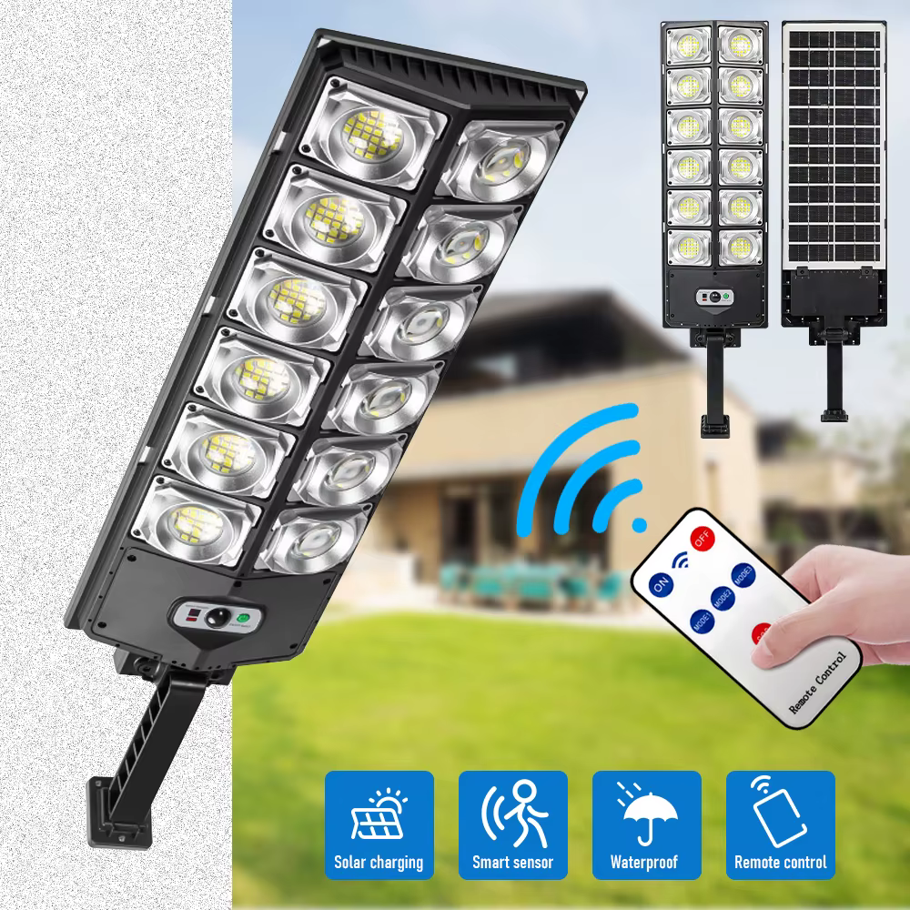 Lampadaires solaires extérieurs, lampe LED étanche, détecteur de mouvement de sécurité, 360 LED, 3 m