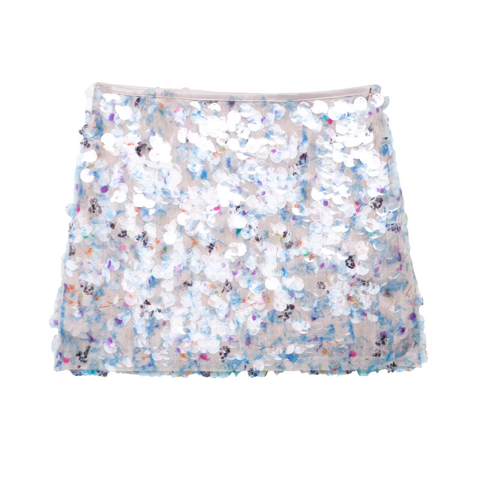 DUOPERI femmes Y2K avec paillettes solide a-ligne Mini jupe côté fermeture éclair taille haute femme