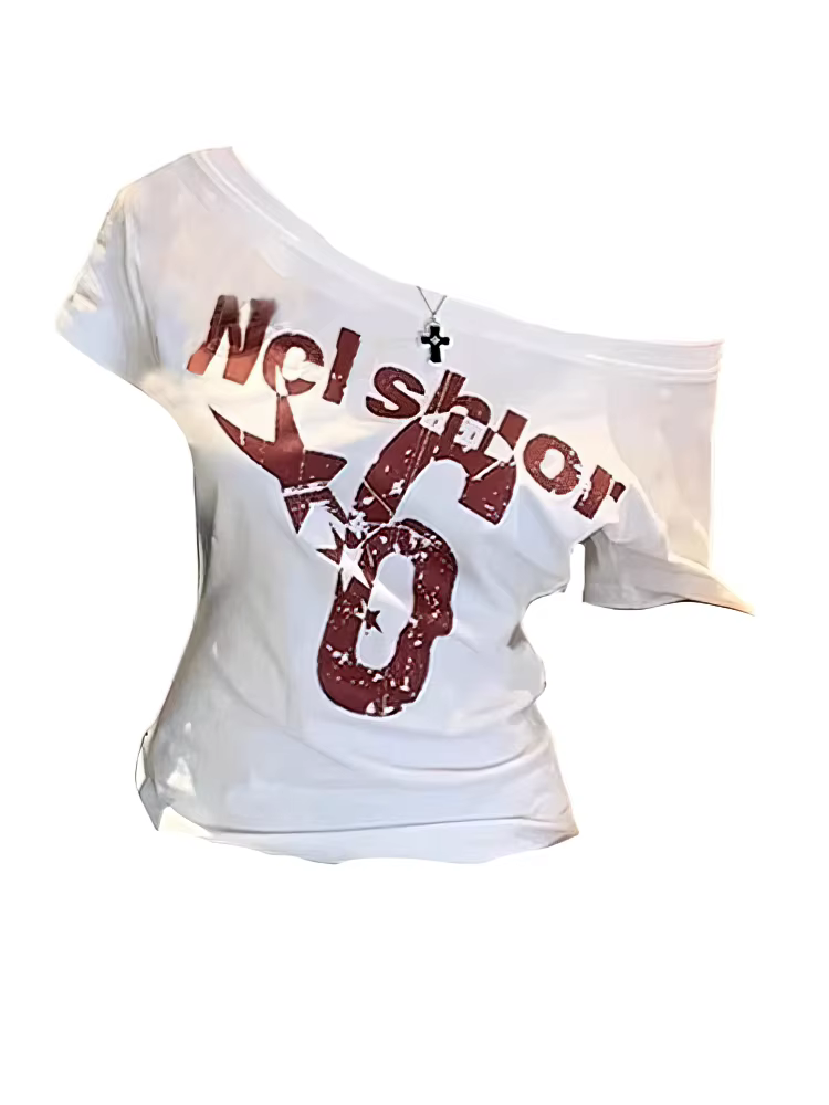 Y2k Sport été épaules dénudées haut femmes Sexy Vintage années 2000 à manches courtes t-shirt dame c