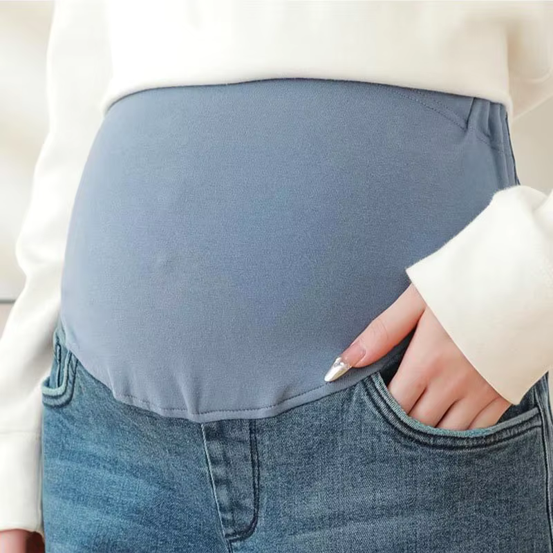 2025 maternité vintage lavé denim jean pour femmes enceintes vêtements taille élastique ventre panta
