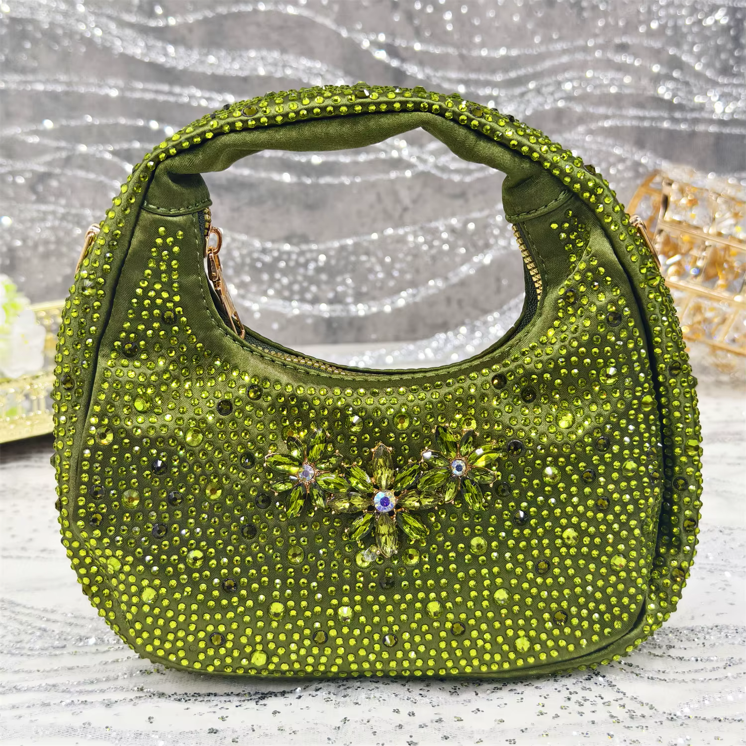 Venus Chan-Sac à main pointu vert olive pour femme, chaussures et sacs à talons hauts, soirée biscui