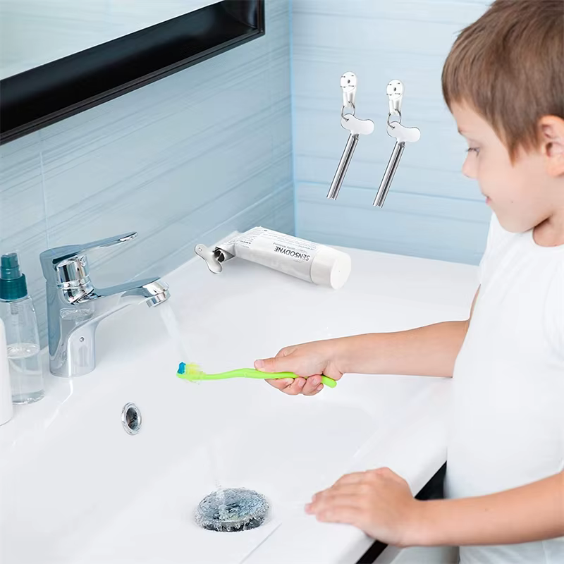 Presse-Tube de dentifrice en acier inoxydable, 1 à 6 pièces, clé en métal, pour salle de bains, tein