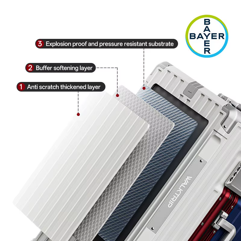 Valise à roulettes grande capacité, coque rigide en PC épais avec cadre en aluminium, serrure TSA, 2