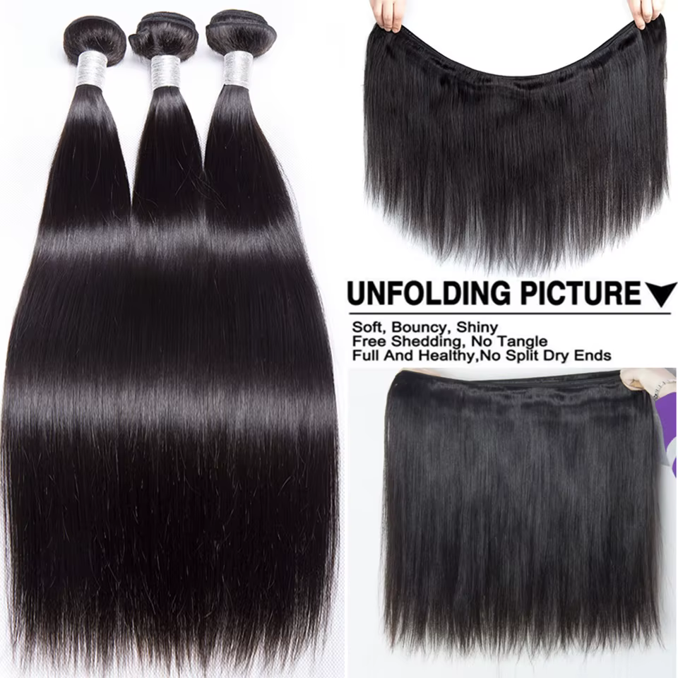 Beautorch-Tissage en lot indien naturel Remy lisse 32 pouces, extensions de cheveux humains, noir de