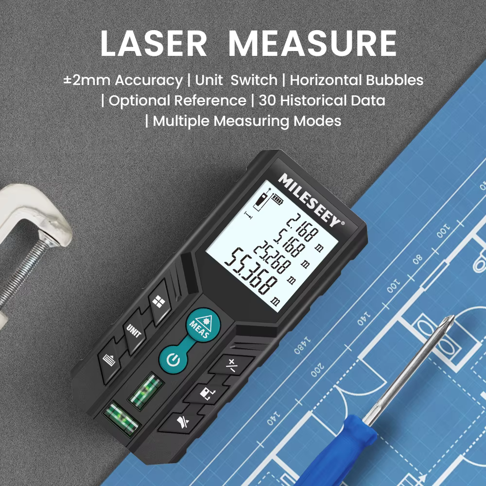 MILESEEY-Télémètre laser pour twiches , ruban à mesurer laser, double bulle horizontale, roulette nu