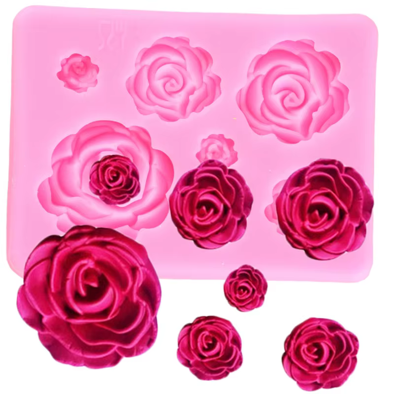 Moule à Fondant en Silicone Rose, fleurs et feuilles, outils de décoration de gâteaux, décoration de