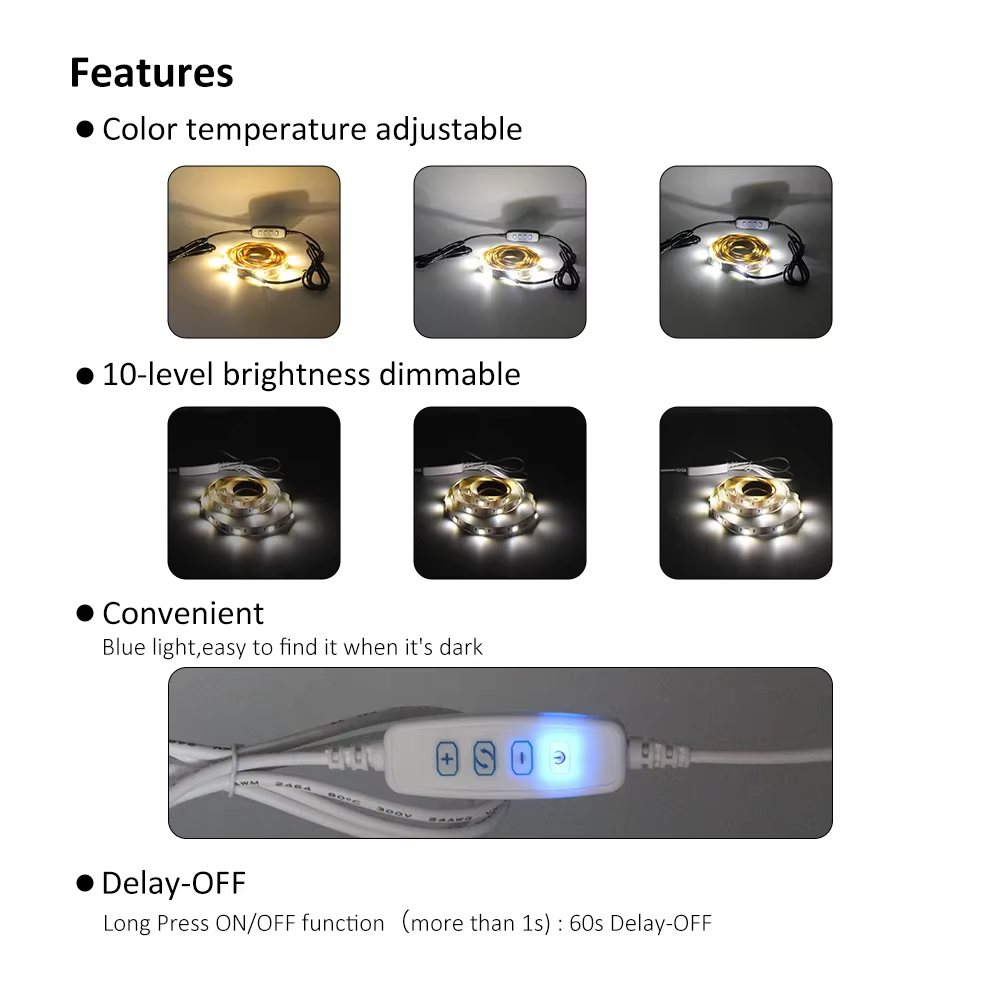 Variateur LED DC 5V, câble USB de 1.5m avec interrupteur, télécommande variable, fil d'extension 2 b