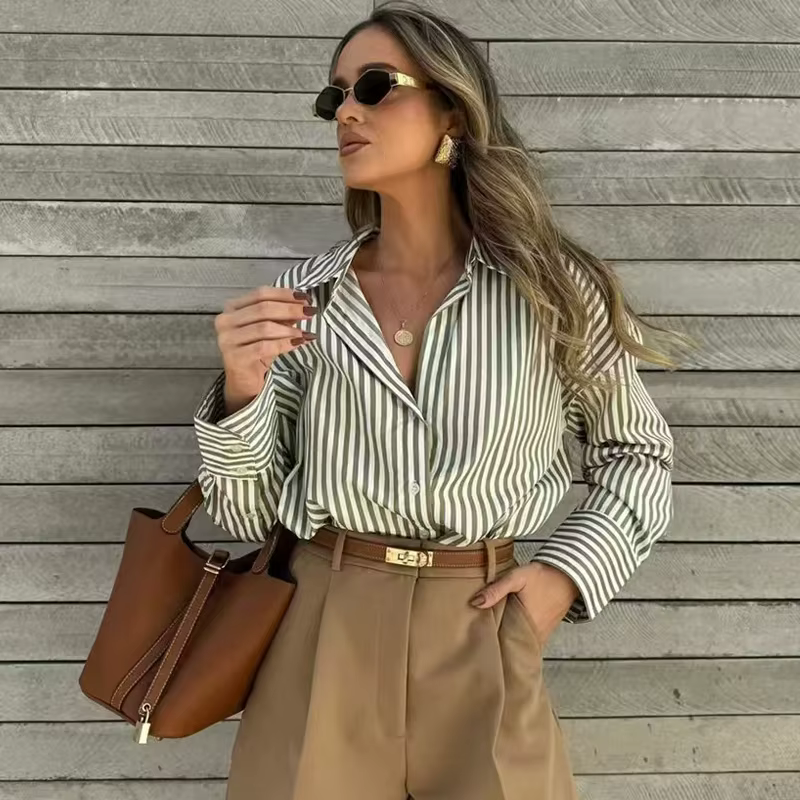 HXAO femme 2025 chemises et chemisiers surdimensionnés printemps été 2025 femme élégante boutonnée à