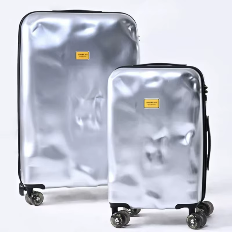 Valise à roulettes, Design créatif irrégulier et endommagé, tendance rétro, avec roue rotative de pa