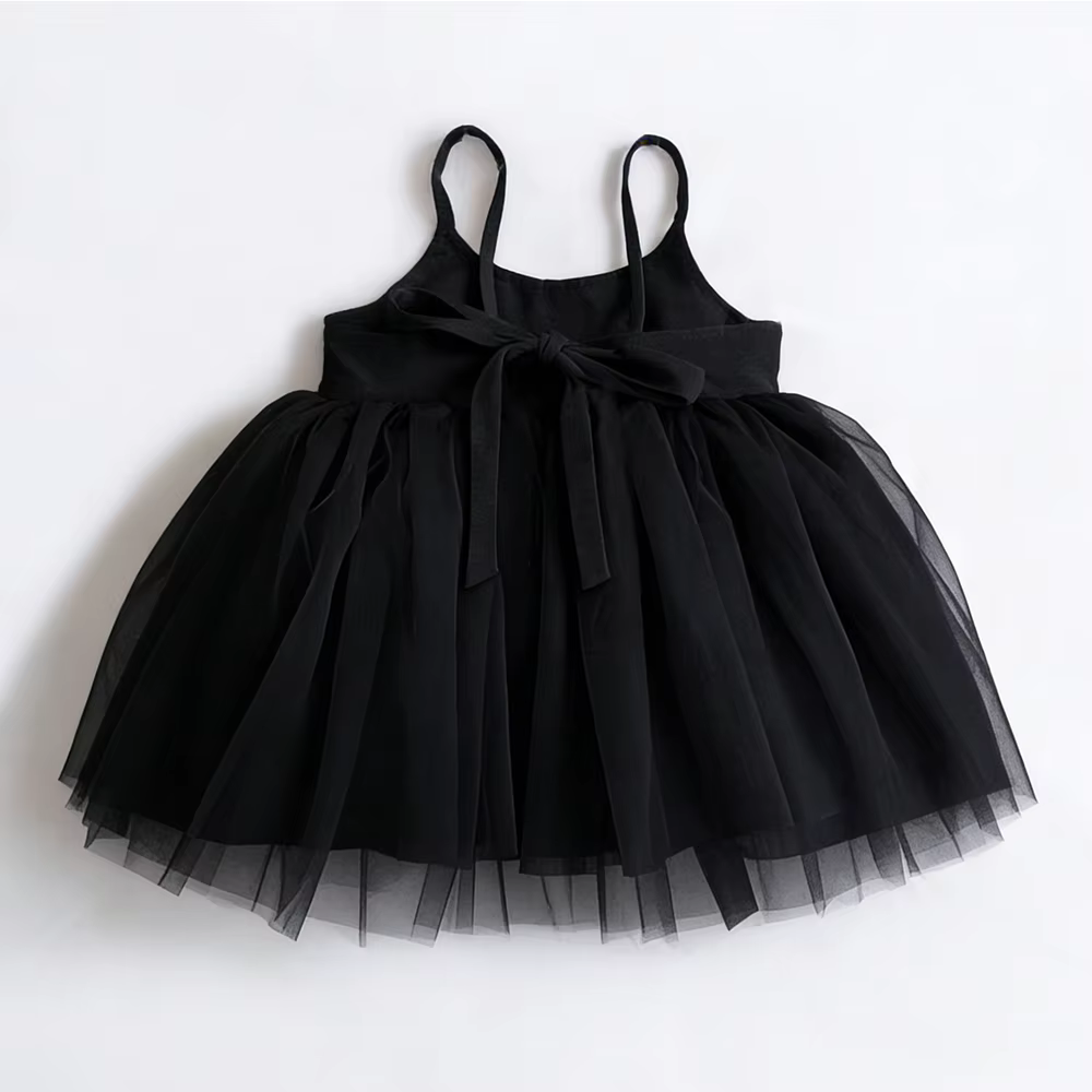 Robe noire pour bébé fille, tenue d'été pour enfants en bas âge, robes Tutu pour enfants, robe de fê