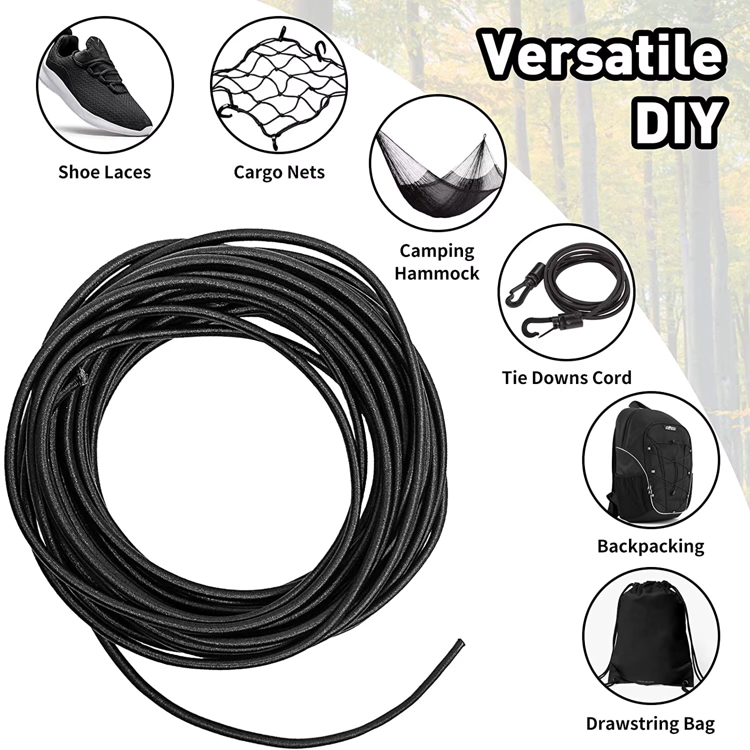 Corde élastique solide 1/2/3/4/5MM, blanc/noir, corde élastique de haute qualité, bande en caoutchou