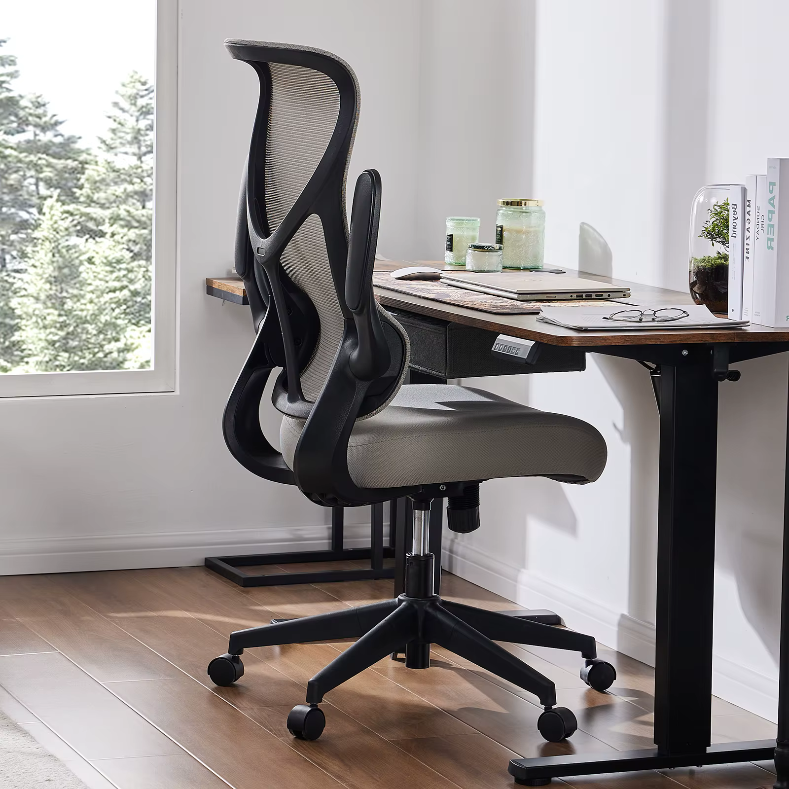 JIAN-Chaise de Bureau Ergonomique avec Support Lombaire en Maille, à Dossier Haut, pour Ordinateur, 
