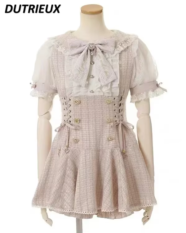 Vêtements Lolita japonais Mine, chemise à manches courtes et Short, ensemble pour femmes, doux et mi