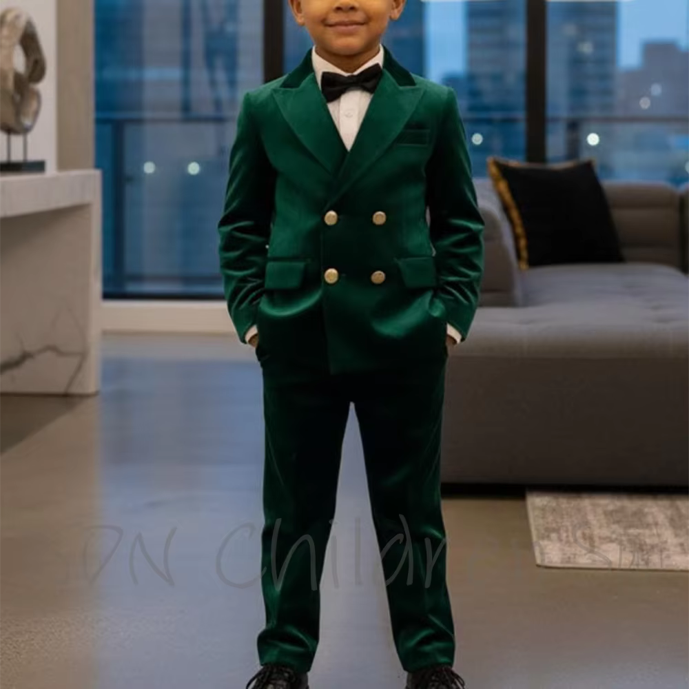 Vêtements pour enfants personnalisés de haute qualité Costume pour garçons en velours élégant Ensemb