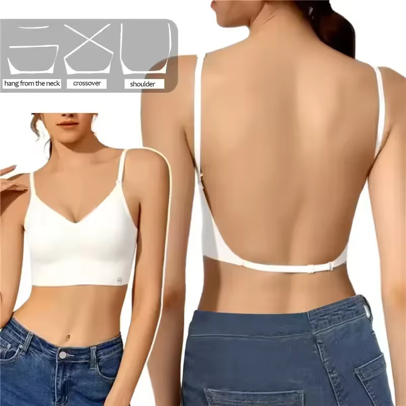 Soutien-gorge Invisible pour femmes, soutien-gorge plongeant en U profond, haut dos nu pour robes, L