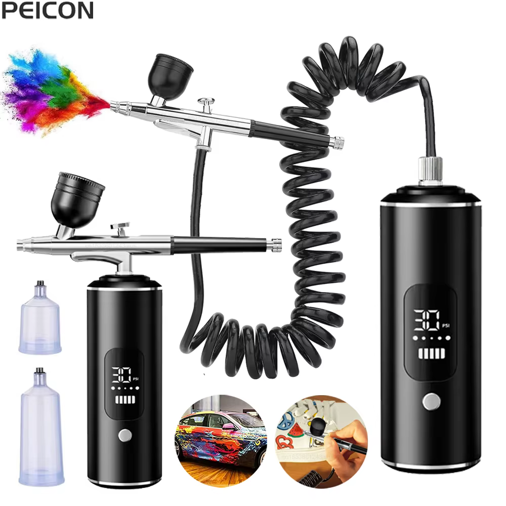 Aérographe avec compresseur Portable aérographe peinture Mini pistolet de pulvérisation pour peintur