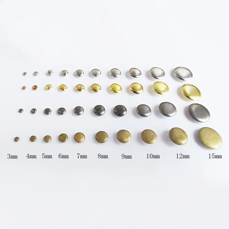 100 ensembles de Rivets à capuchon unique en métal de 3mm ~ 10mm, goujons ronds pour bricolage, sac