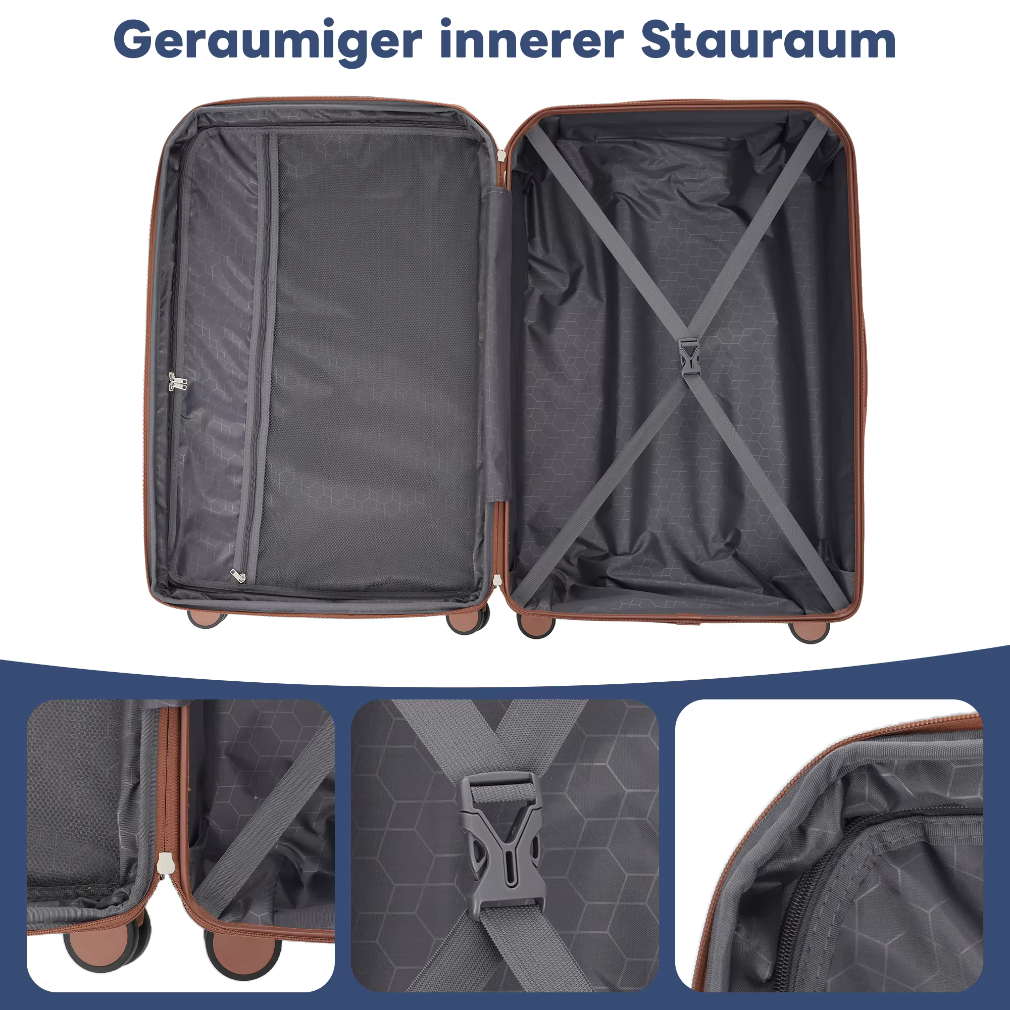 Anajqaqia Set de bagages, avec poignées télescopiques en métal, 360 ° Double roues, serrure TSA, e