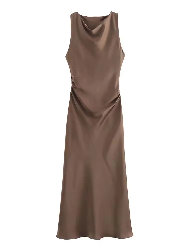 Robes longues en satin pour femmes 2026 – Robe midi d'été sexy pour femme, robe de soirée élégante s