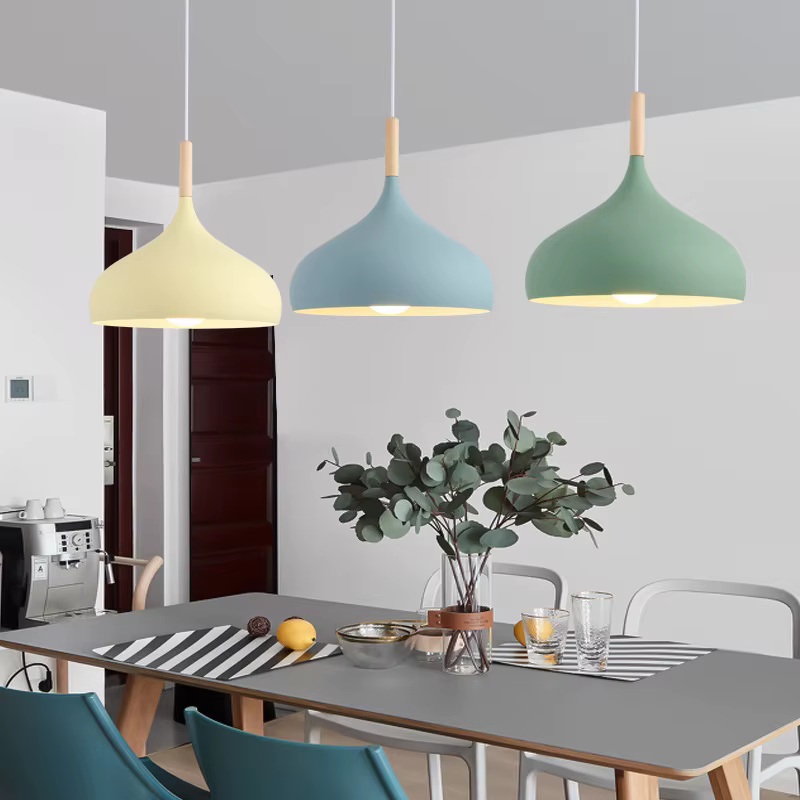 Nouvelles lampes suspendues modernes lustre macaron pour Restaurant chambre lampes suspendues en alu