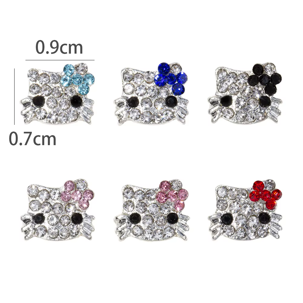 Breloques pour ongles Hello Kitty, en alliage 3D Sanrio, bijoux complets en diamant, strass, gemmes 