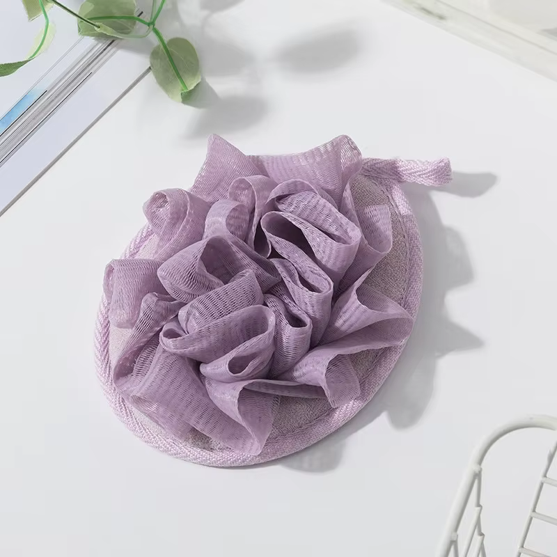 Éponge de bain exfoliante pour le corps, boule de loofah, fleur de bain massante, serviette de bain 