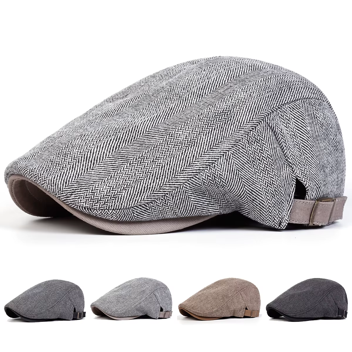 Casquettes de journal rétro à grille à chevrons pour hommes, chapeaux de peintre britannique, casque