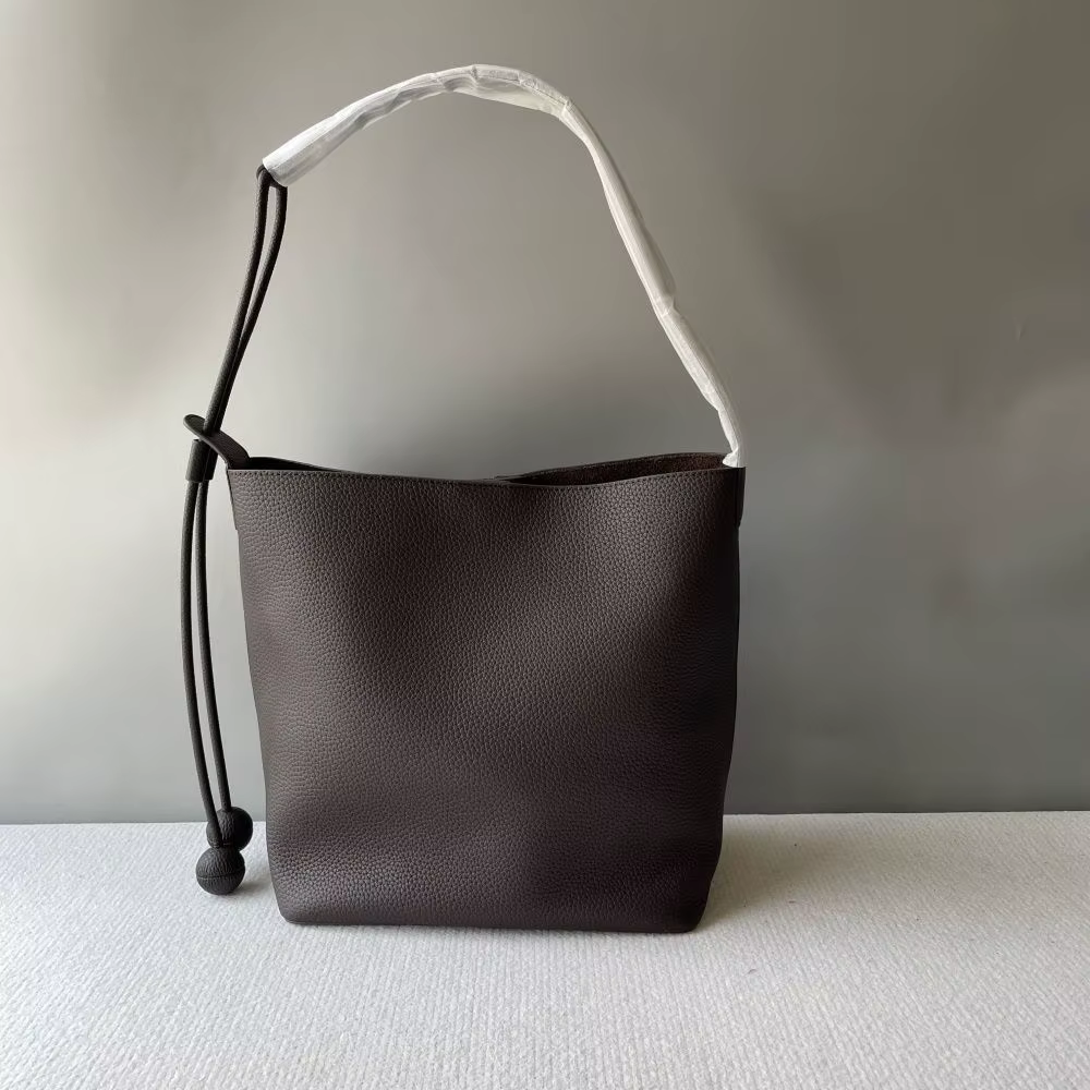 Sac seau en cuir de vachette première couche, style décontracté haut de gamme, sac à main en cuir vé