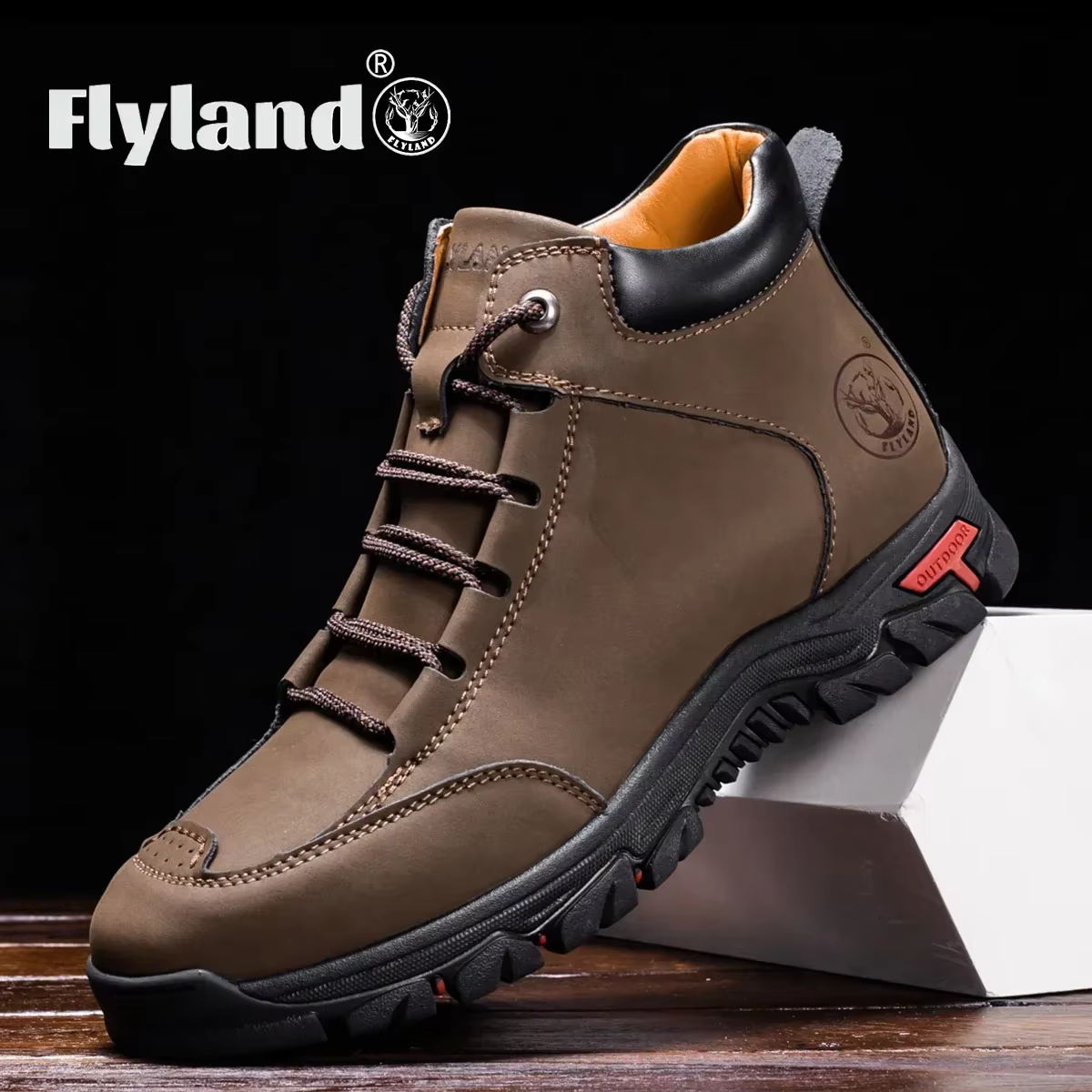 FLYLAND-Bottes de rinçage pour hommes, chaussures classiques en cuir, décontractées, faites à la mai