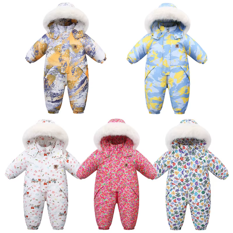 Barboteuse à capuche pour enfants, combinaison de neige légère imprimée Camouflage à 30 degrés, comb
