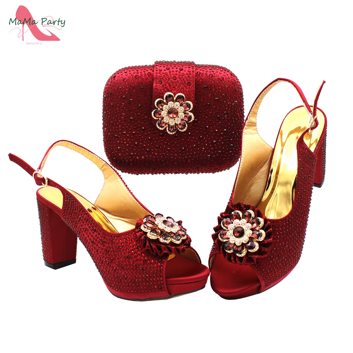 Ensemble de chaussures et de sacs italiens pour femmes, couleur vin, avec plateforme, escarpins nigé