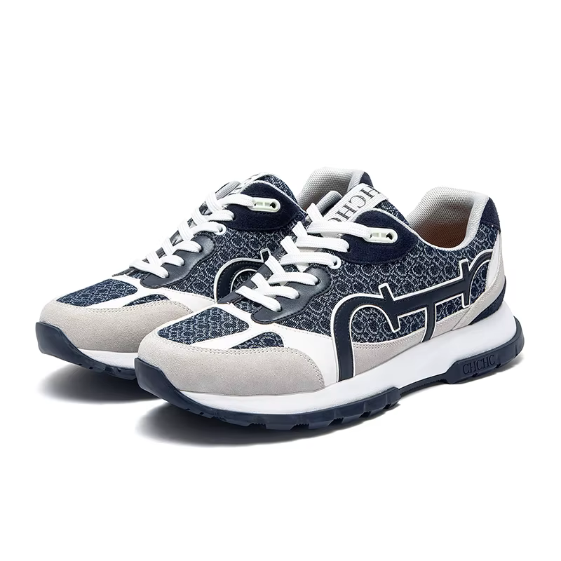CHCH hommes chaussures décontractées automne nouveau cuir épissage maille chaussures de marche squel