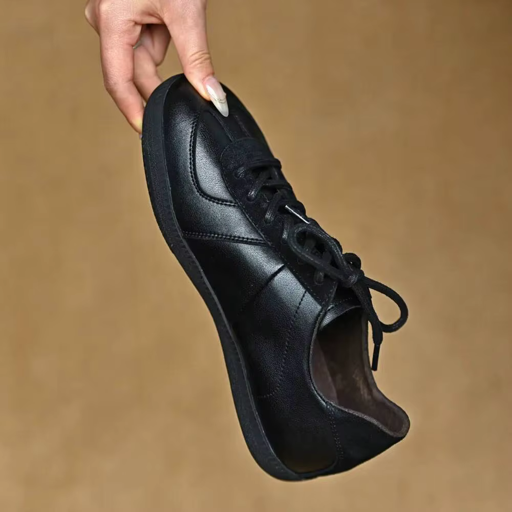 Chaussures d'entraînement allemandes en cuir véritable, ballerines pour femmes, daim rétro, baskets 