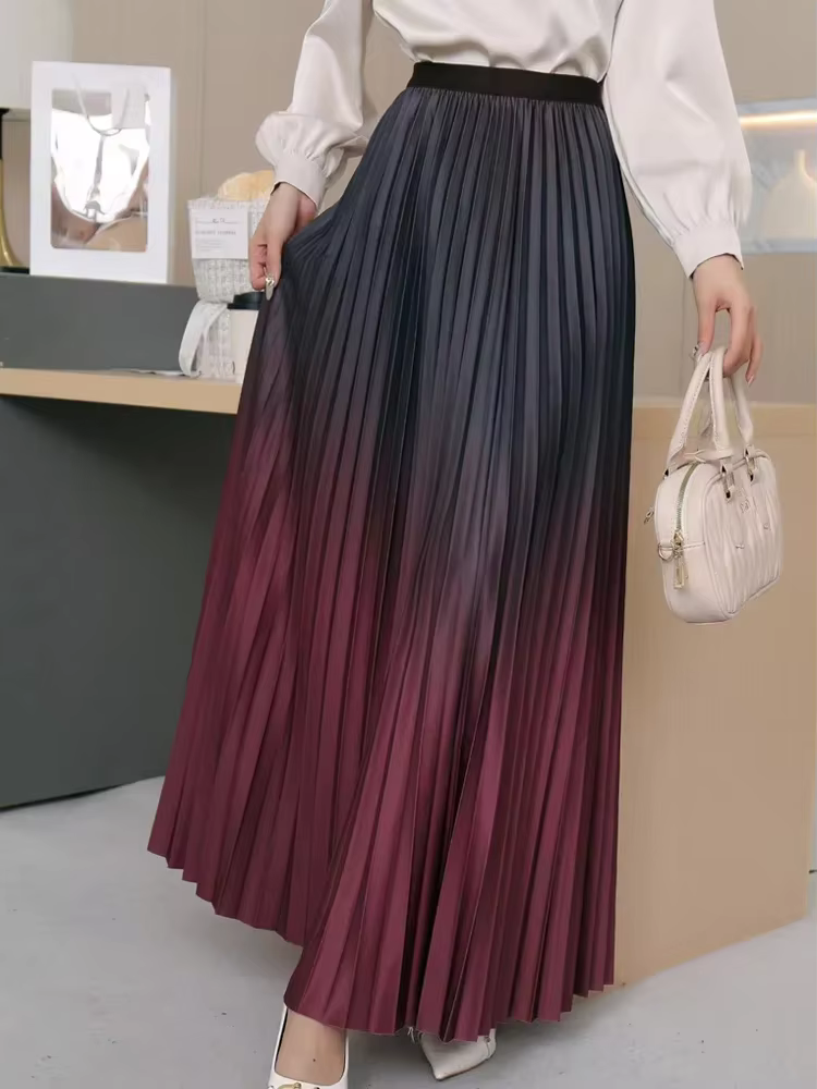 Jupe longue plissée longueur au sol pour femme, maxi, décontractée, patchwork, élégante, document ni