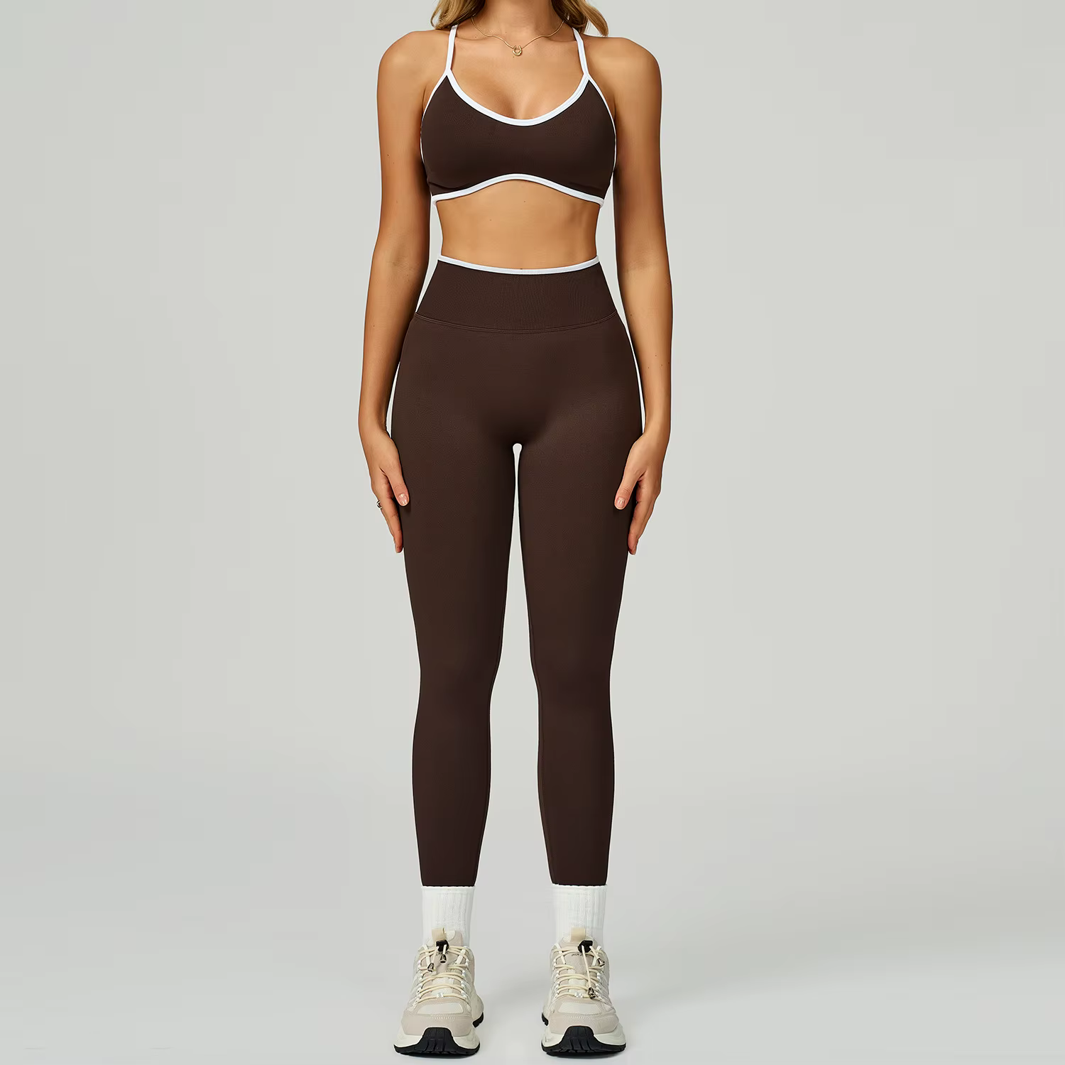 Ensemble de sport sans couture pour femmes, vêtements de Fitness, blocage de couleur, ensembles de Y