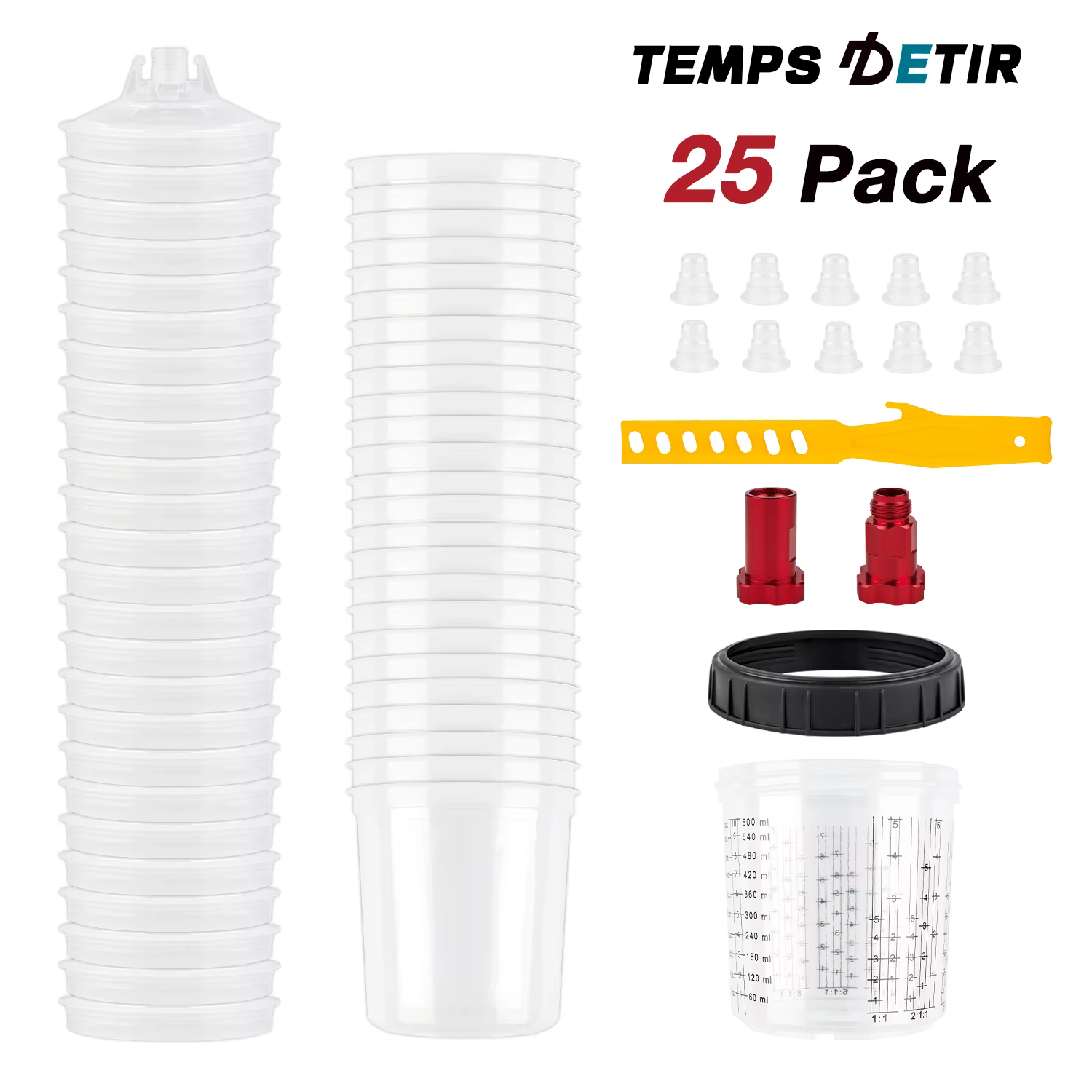 Lot de 10/25/50 gobelets de mélange de peinture pour pistolet pulvérisateur, réservoir de pistolet p
