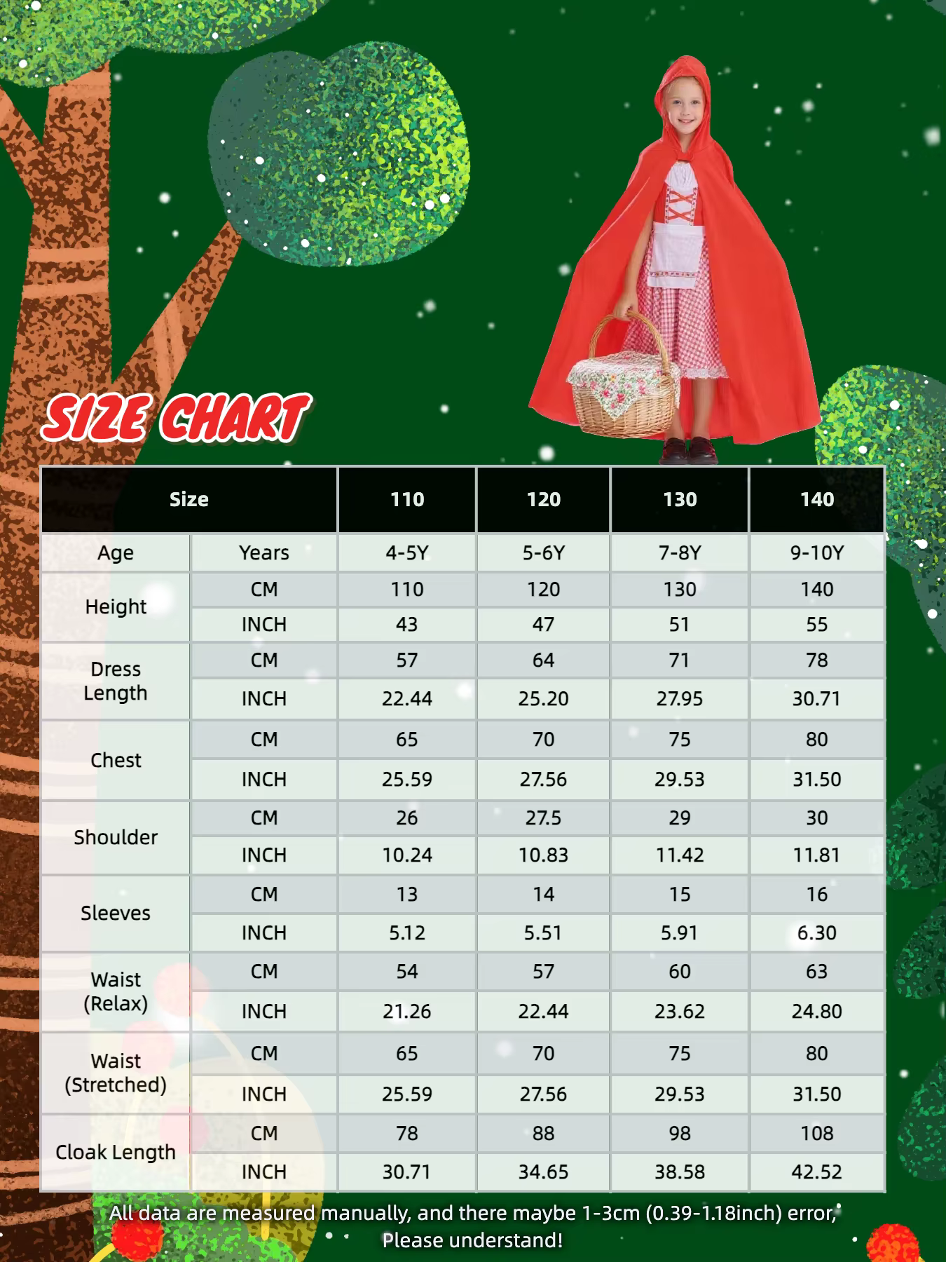 Costume de Caperon Rouge pour enfants, tenue de cosplay d'Halloween pour filles, cape à capuche roug