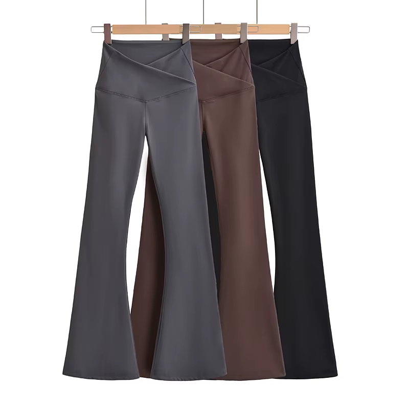 Legging évasé noir pour femme, pantalon de yoga, style streetwear décontracté, tenue résistante, aut