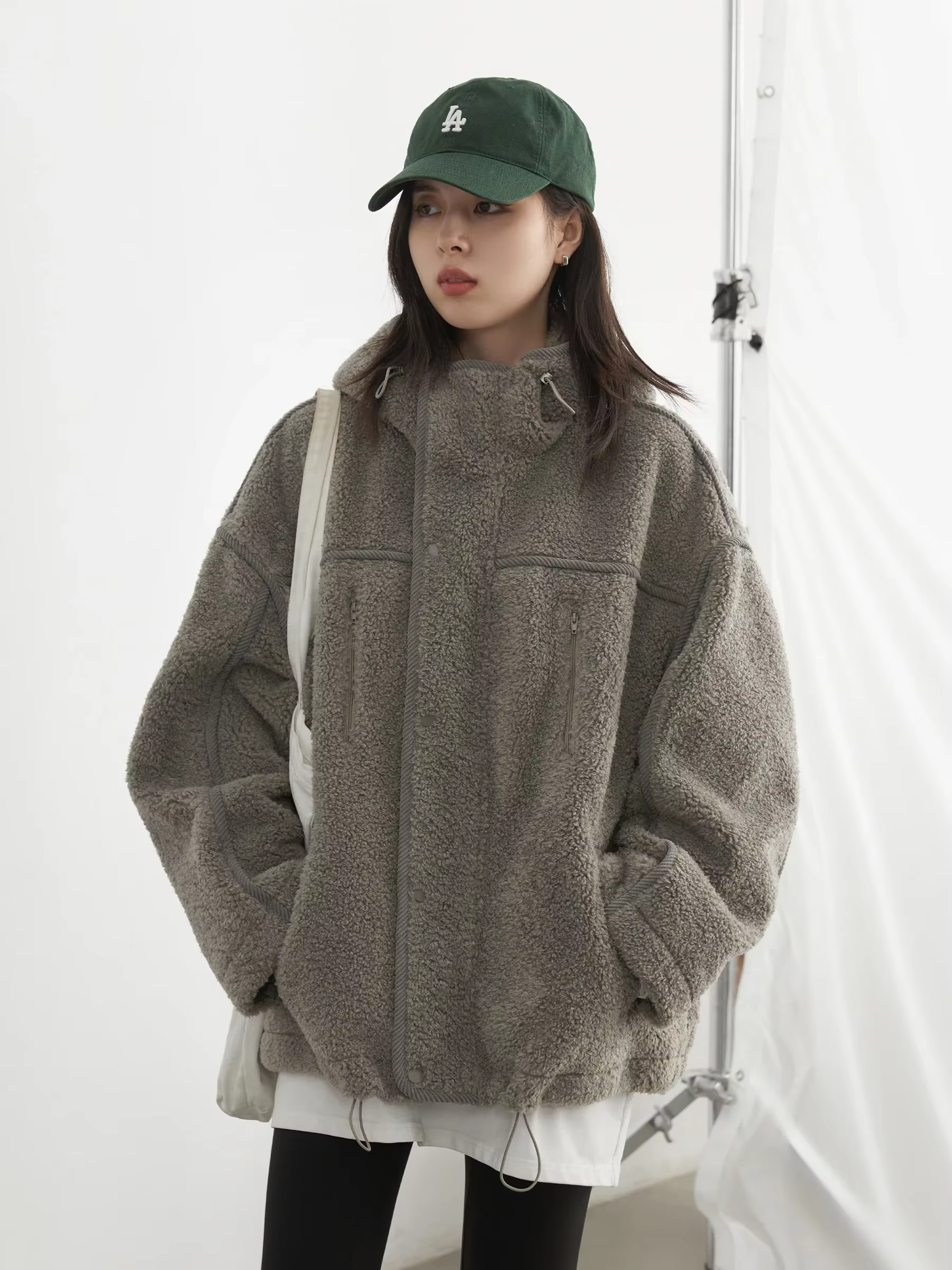 CHIC VEN-Veste à Capuche pour Femme, Manteau Chaud en Peluche, Col Montant, Couleur Unie, Nouvelle C