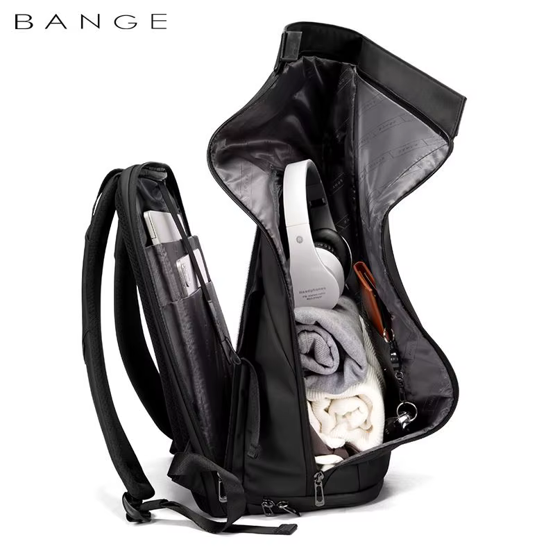 Mochila Bange-Sac de voyage étanche à compartiments multiples pour homme, ordinateur portable, noir,