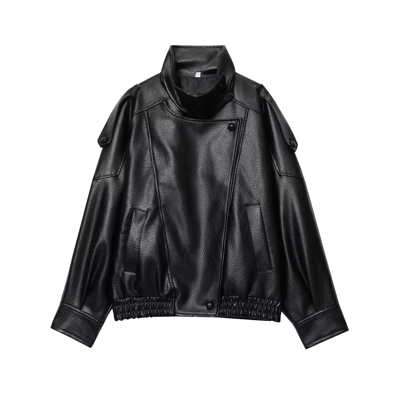 TFMLN – vestes Chic en Faux cuir noir pour femme, manteaux surdimensionnés élastiques à manches long