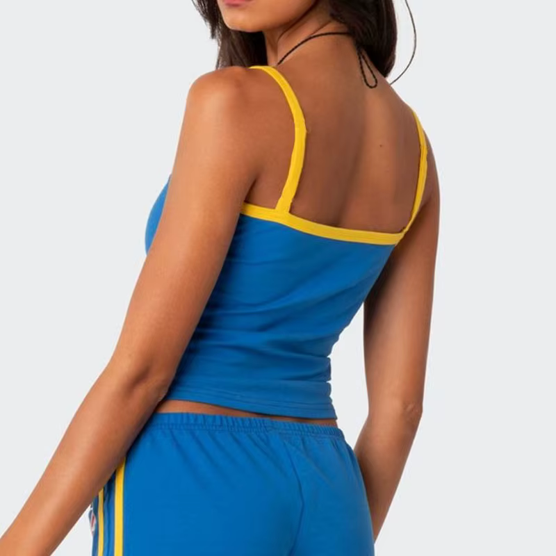 Camisole gothique pour filles, corset sexy, bleu, fibres précieuses, lettres imprimées, punk, grunge